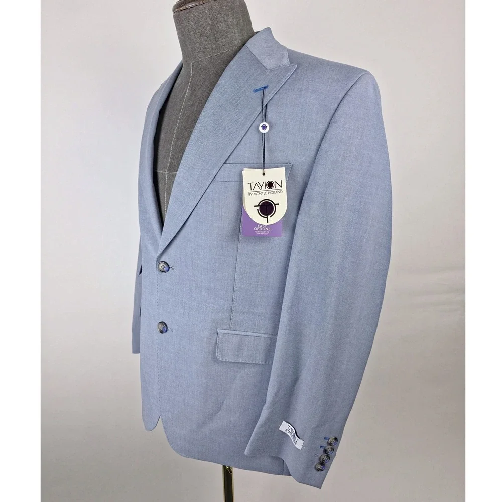 Tayion Montee Holland Sport Coat‎ Mens 40 Short Light Blue Acontour Suit Jacket